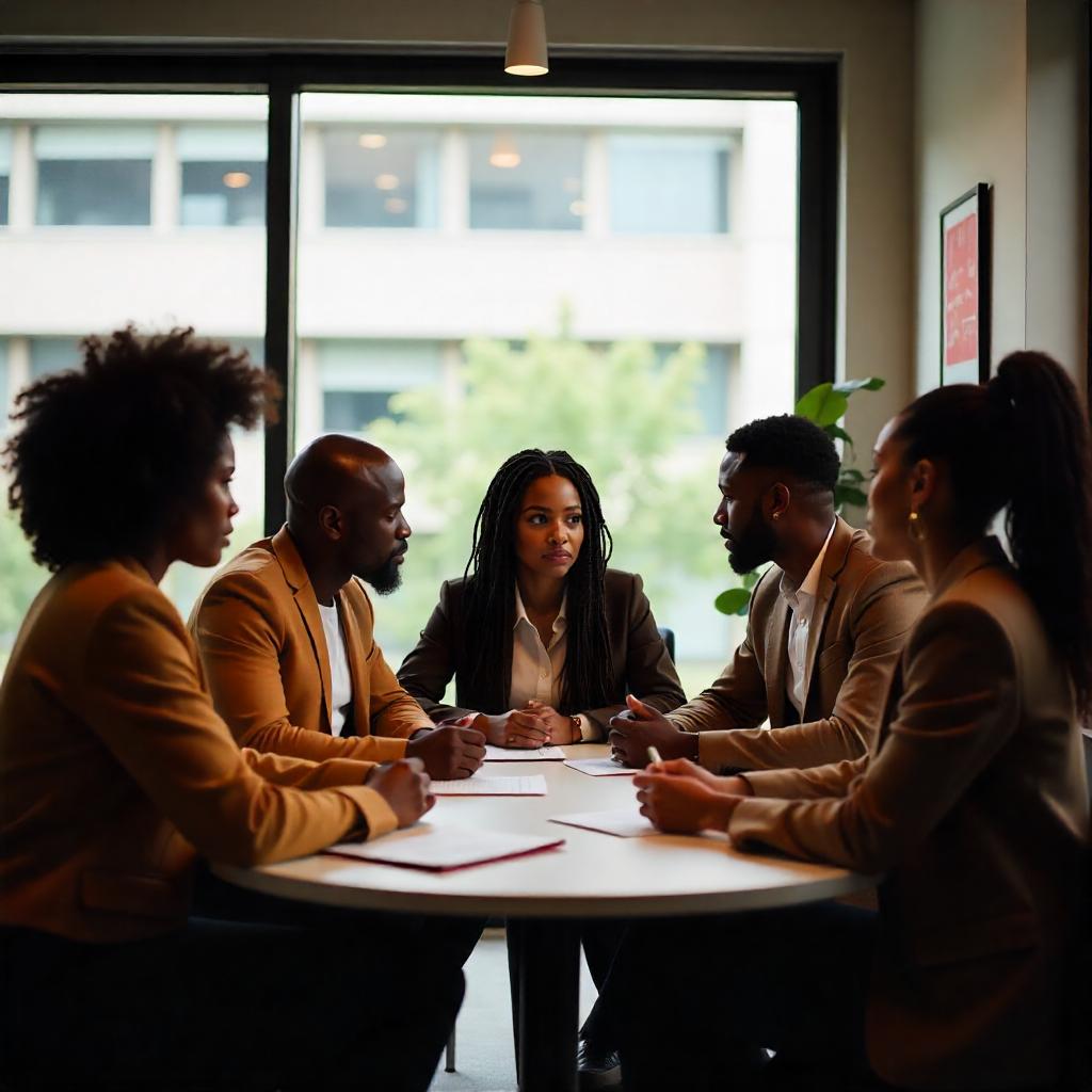 Diverse professionals collaborating